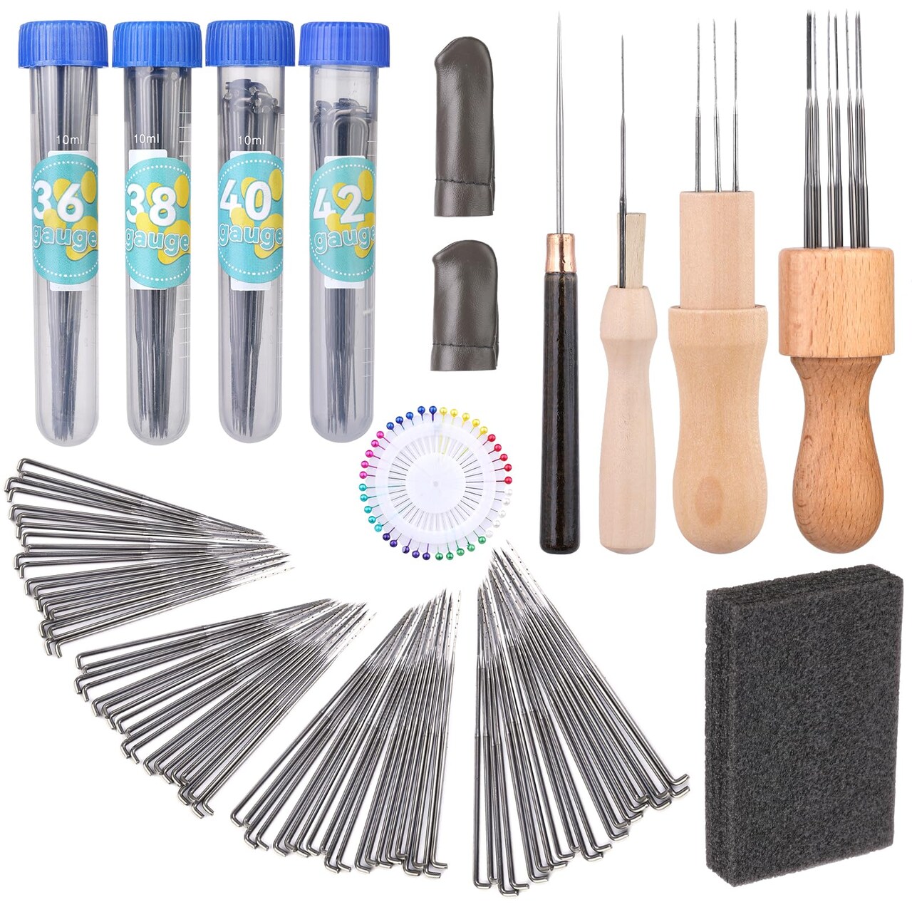127 Pcs Needle Felting Needles, 4 Sizes Felting Needles, Needle Felting Tools Wool Felting Supplies Kit with 3 Types Wooden Holders, Foam Pad, Needle Felting Starter Kit for DIY Crafts